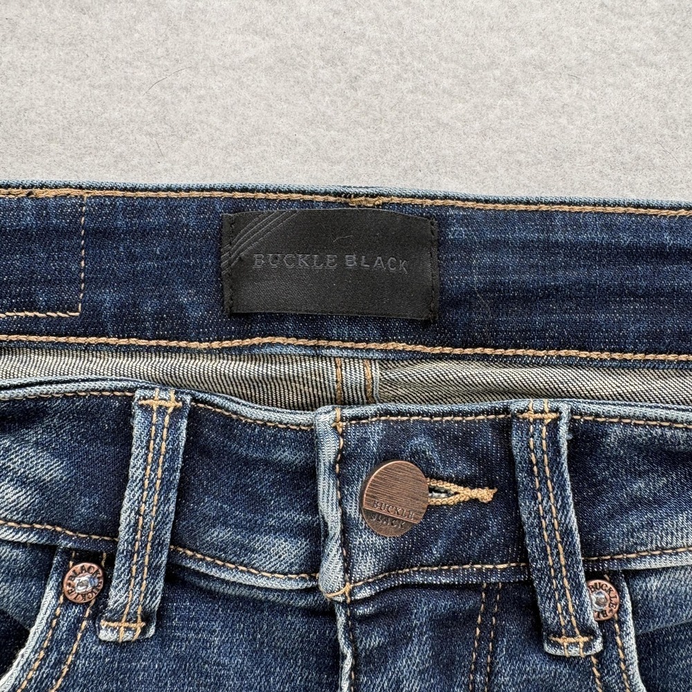 Buckle Black Ankle Skinny Jeans Womens 25x27 Blue Distressed Stretch Denim Y2K - Picture 4 of 13